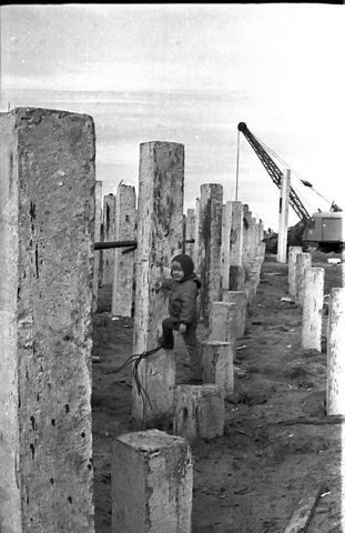 Свайное поле | Строительство. 1975 г., г.Северодвинск. Фото #C113.
