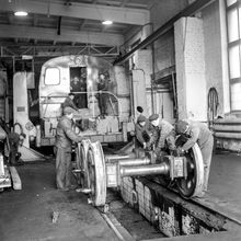 Ремонт колесных пар | Транспорт. 1975 г., г.Северодвинск. Фото #C1772.