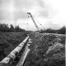Строительство водовода Солза - ВОС II | ЖКХ. 1978 г., г.Северодвинск. Фото #C7398.
