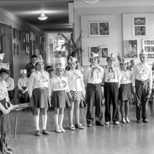 Участники игры по правилам дорожного движения | Школа. 1978 г., г.Северодвинск. Фото #C13014.