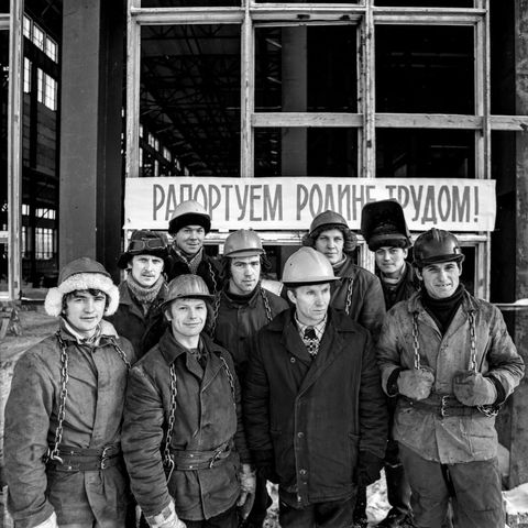 Монтажники | Строительство. 1978 г., г.Северодвинск. Фото #C14161.