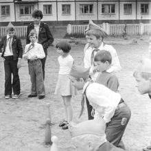 Эстафета в детском школьном лагере | Школа. 1979 г., г.Северодвинск. Фото #C2537.