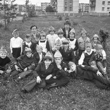 отряд пионеров в школьном лагере | Школа. 1979 г., г.Северодвинск. Фото #C819.