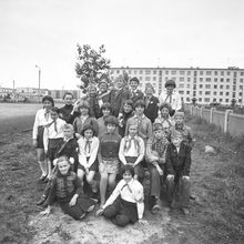 отряд пионеров в школьном лагере | Школа. 1979 г., г.Северодвинск. Фото #C820.
