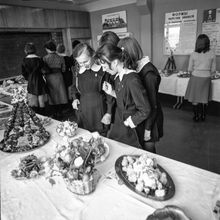 школьницы на кондитерской выставке | Школа. 1979 г., г.Северодвинск. Фото #C864.