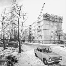 Дом строится  | Строительство. 1979 г., г.Северодвинск. Фото #C14164.