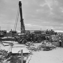 строительство нового стояночного бокса для дизельной техники | Строительство. 1979 г., г.Северодвинск. Фото #C904.