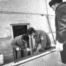 сварщики на строительстве дома | Строительство. 1979 г., г.Северодвинск. Фото #C921.