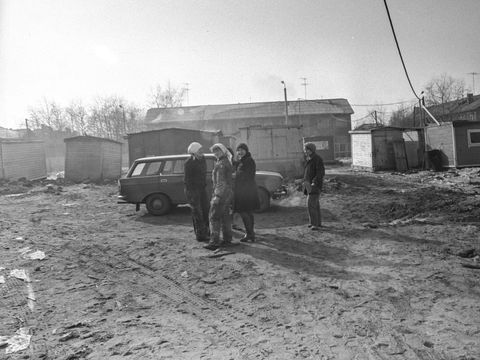 Бытовка строителей | Строительство. 1981 г., г.Северодвинск. Фото #C17006.