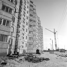 Строительство девятиэтажного дома | Строительство. 1981 г., г.Северодвинск. Фото #C16985.