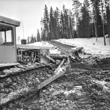 Строительство дороги вне города | Транспорт. 1984 г., г.Северодвинск. Фото #C1336.