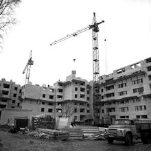 Строительство многоэтажного дома | Строительство. 1984 г., г.Северодвинск. Фото #C1271.