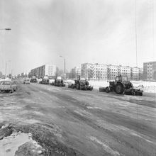 Генеральная уборка на улицах города | ЖКХ. 1987 г., г.Северодвинск. Фото #C12409.