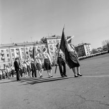 Пионерская манифестация | Школа. 1987 г., г.Северодвинск. Фото #C8427.