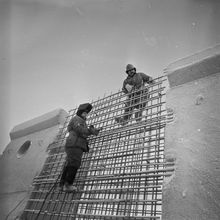 Артматурщики-бетонщики | Строительство. 1987 г., г.Северодвинск. Фото #C13652.