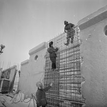 Артматурщики-бетонщики | Строительство. 1987 г., г.Северодвинск. Фото #C13653.