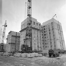 Строительство дома | Строительство. 1987 г., г.Северодвинск. Фото #C13662.