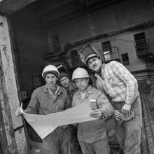 Бригада строителей | Строительство. 1987 г., г.Северодвинск. Фото #C8500.