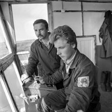 Крановщики | Строительство. 1987 г., г.Северодвинск. Фото #C14915.