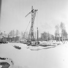 Забивка свай | Строительство. 1987 г., г.Северодвинск. Фото #C13680.