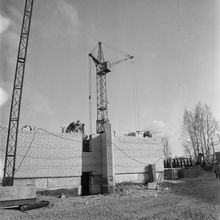Возведение кирпичного дома | Строительство. 1987 г., г.Северодвинск. Фото #C13683.