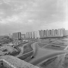 Вид на "циркульную" площадь | Виды города. 1987 г., г.Северодвинск. Фото #C14918.