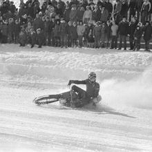 Гонки на мотоциклах на льду | Спорт. 1990 г., г.Северодвинск. Фото #C13201.