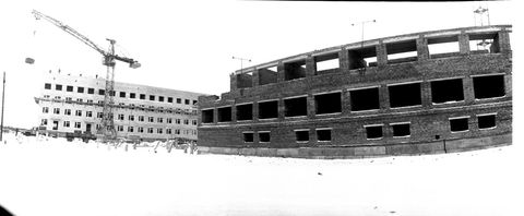 Строительство медицинский учреждений | Строительство. 1970-e гг., г.Северодвинск. Фото #C56.