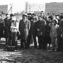 Митинг на стройплощадке | Строительство. 1985 г., г.Северодвинск. Фото #C7960.