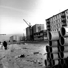 Строительство домов | Строительство. 1970-e гг., г.Северодвинск. Фото #C51.