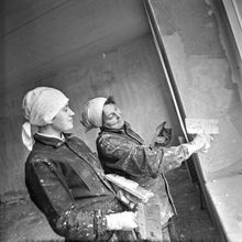 Отделочницы | Строительство. 1980-e гг., г.Северодвинск. Фото #C14253.