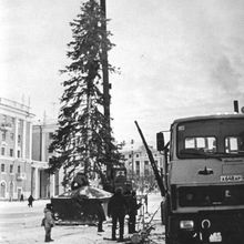 Установка елки | Горожане. 1990-e гг., г.Северодвинск. Фото #C5908.