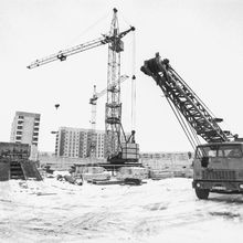 Стройплощадка | Строительство. 1990-e гг., г.Северодвинск. Фото #C13960.